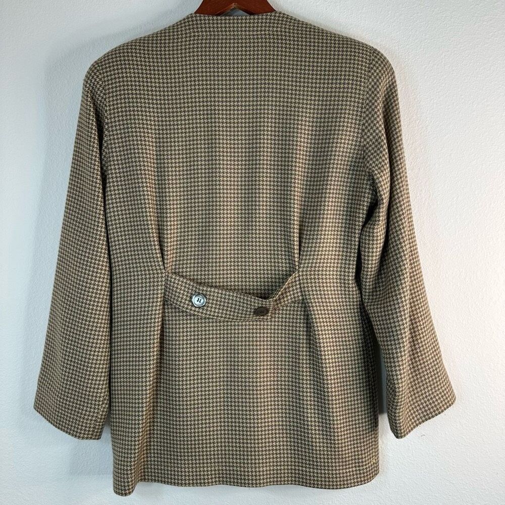 USA Vintage Anne Klein Houndstooth Blazer w Pockets Womens 6 Wool Silk Cashmere - Picture 2 of 11